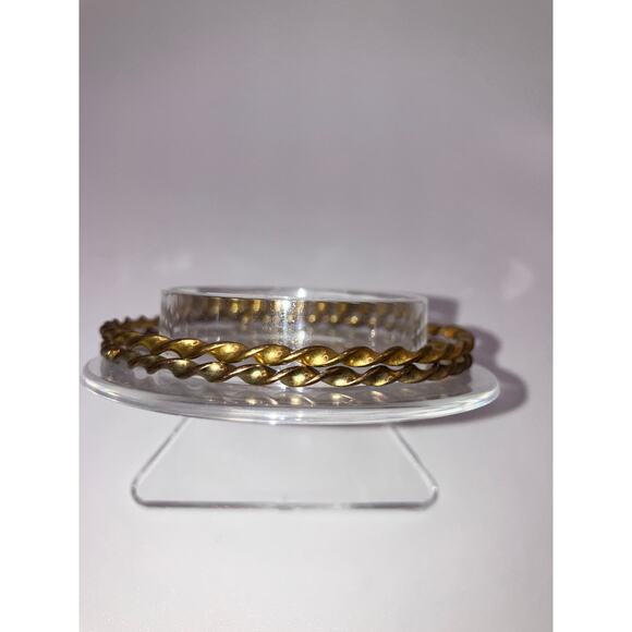 Two Brass Twisted Curved Around 2.75" Bangle Bracelets! - Picture 2 of 10